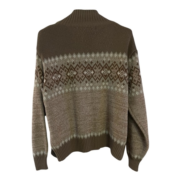 Vintage Men Private Club  Sweater Full Zip Awesome Pattern Brown Size : Medium - Picture 2 of 10